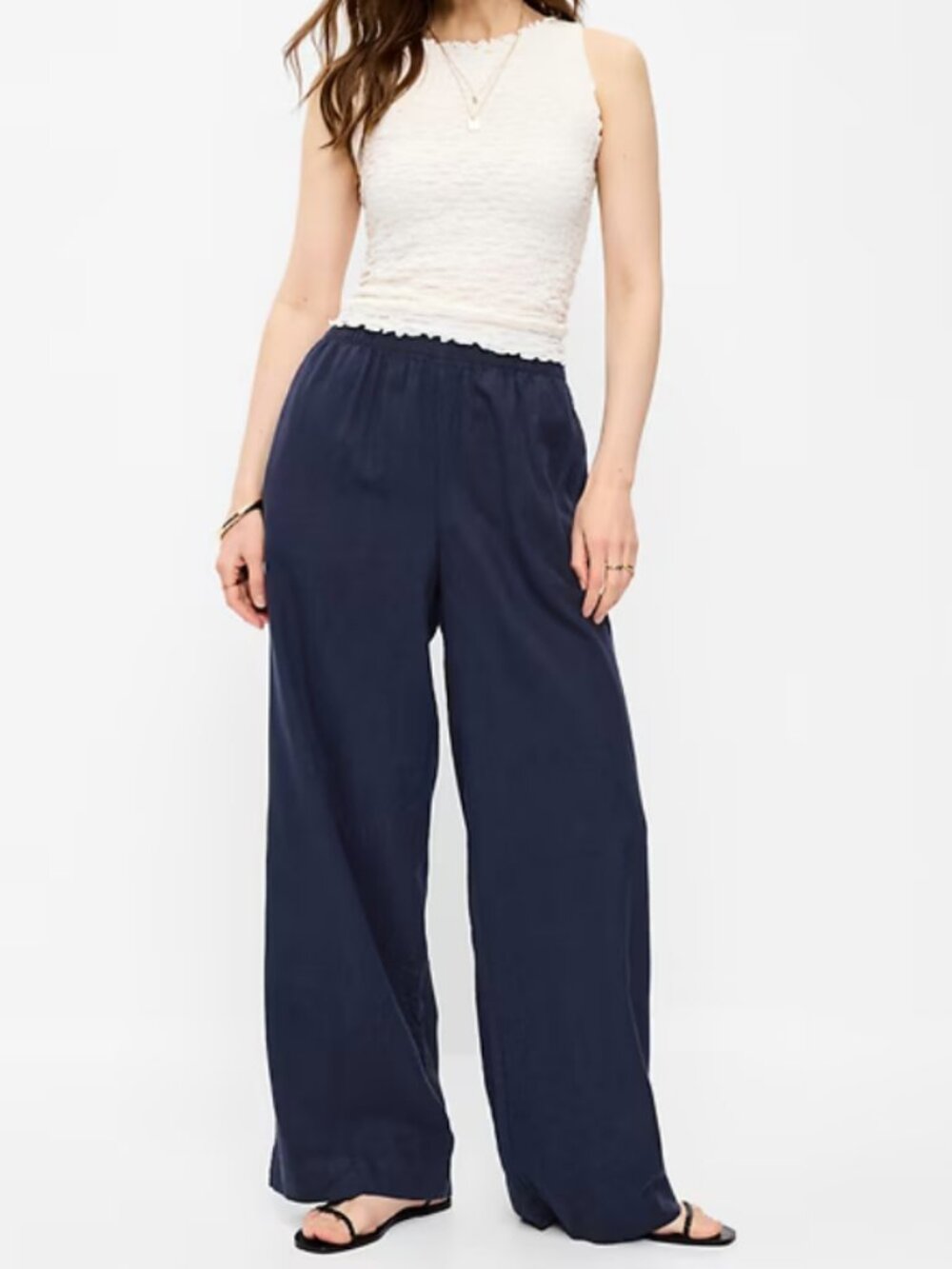 Tall Linen Blend Lounge Pants in Navy